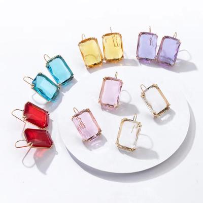 Transparent Resin Pendant Hanging Earring Women Bohemia Geometric Acrylic Dangle Fashion Earrings