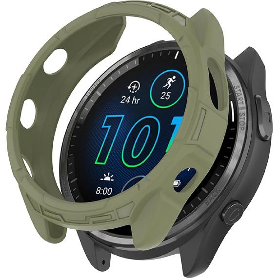2Pack Soft TPU Case Cover (Black+Green) Compatible with Garmin Forerunner965 Running Smartwatch Protective Case Intended for Forerunner 965 Watch