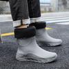 Winter new integrated fleece water shoes men's rubber shoes soft fleece waterproof and non-slip medium tube thickened rain shoes fixed cotton rain