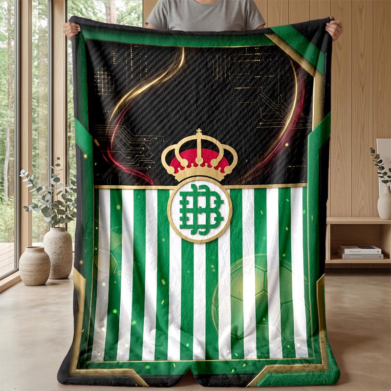Real Betis Football Print Flannel Blanket, Soft Warm Lightweight Throw Blanket for Sofa Bed Camping