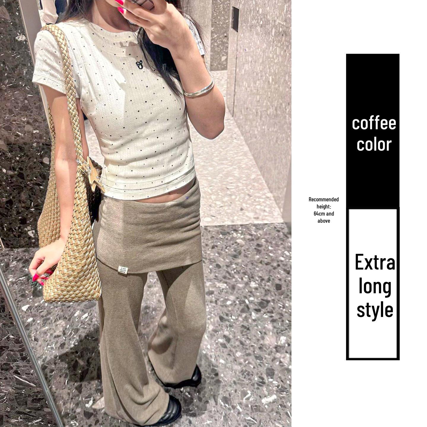 

Women s Coffee High-Waisted Micro-Flare Pants - Spring 2026 Casual Loose Fit, Butt-Flap Style, Sports Commuter Straight-Leg Design Small