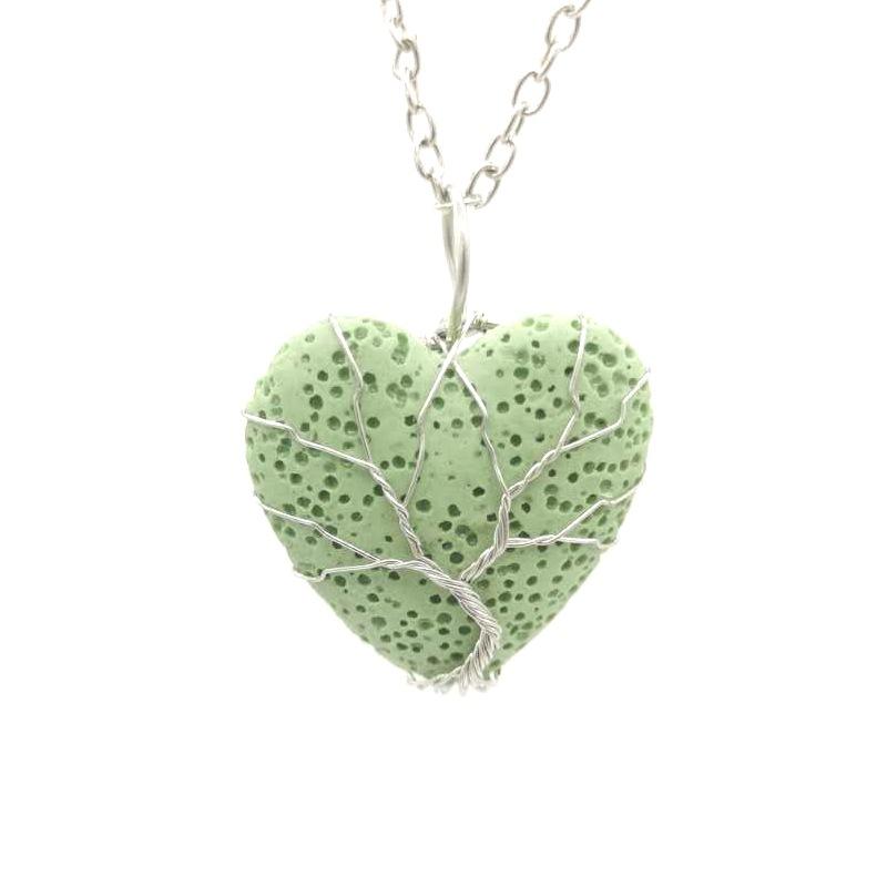 

Natural Volcanic Stone Heart-Shaped Winding Tree Of Life Pendant Necklace, Jewelry, Women S Necklace