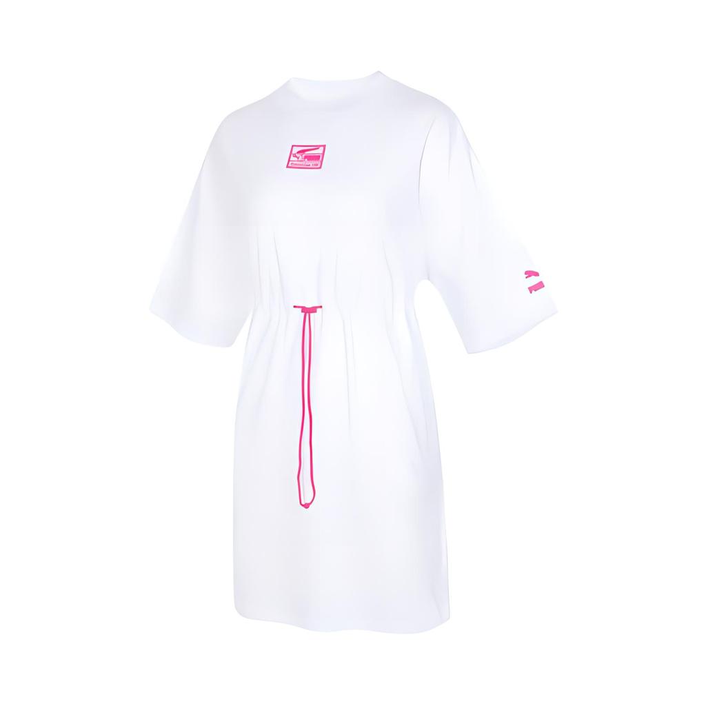 Puma Team Urban Badge Comfortable Breathable Round Neck Casual Sports Short Sleeve Dress Women Dresses White 626618-02