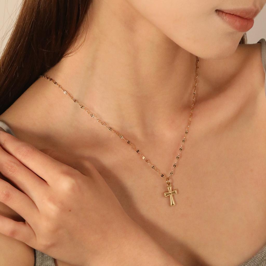 Cross Necklace Fashion Premium Clavicle Chain 18k Gold Stainless Steel Necklace Women