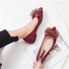 Fashion Flat Shoes for Women Spring New Shallow Bow Single Shoe Pointed Suede Flats Shoe Soft Soled Oversized Women's Shoes Ladies Pumps