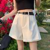 Summer 2025 Women's High Waist Pleated A-line Wide Leg Suit Shorts