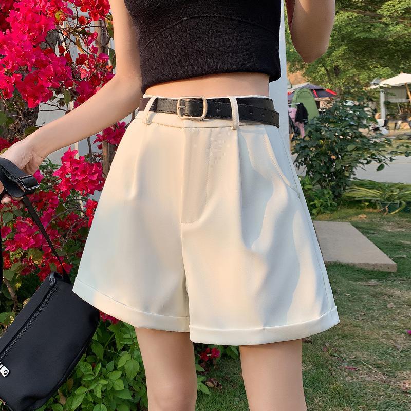 Summer 2025 Women's High Waist Pleated A-line Wide Leg Suit Shorts