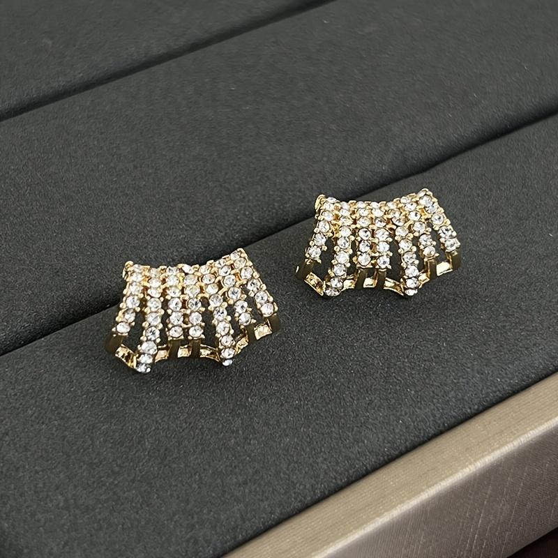 1Pair Elegant Golden-Tone Hoop Earrings with Sparkling Women's Jewelry for Casual & Formal Occasions, Cute Earrings, Embellishments