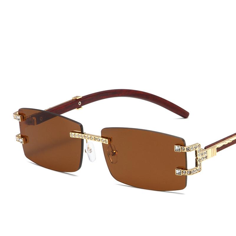 Rimless Diamond Square Sunglasses Women Men Luxury Designer Sun Glasses Vintage Small Frame Punk Shades UV400