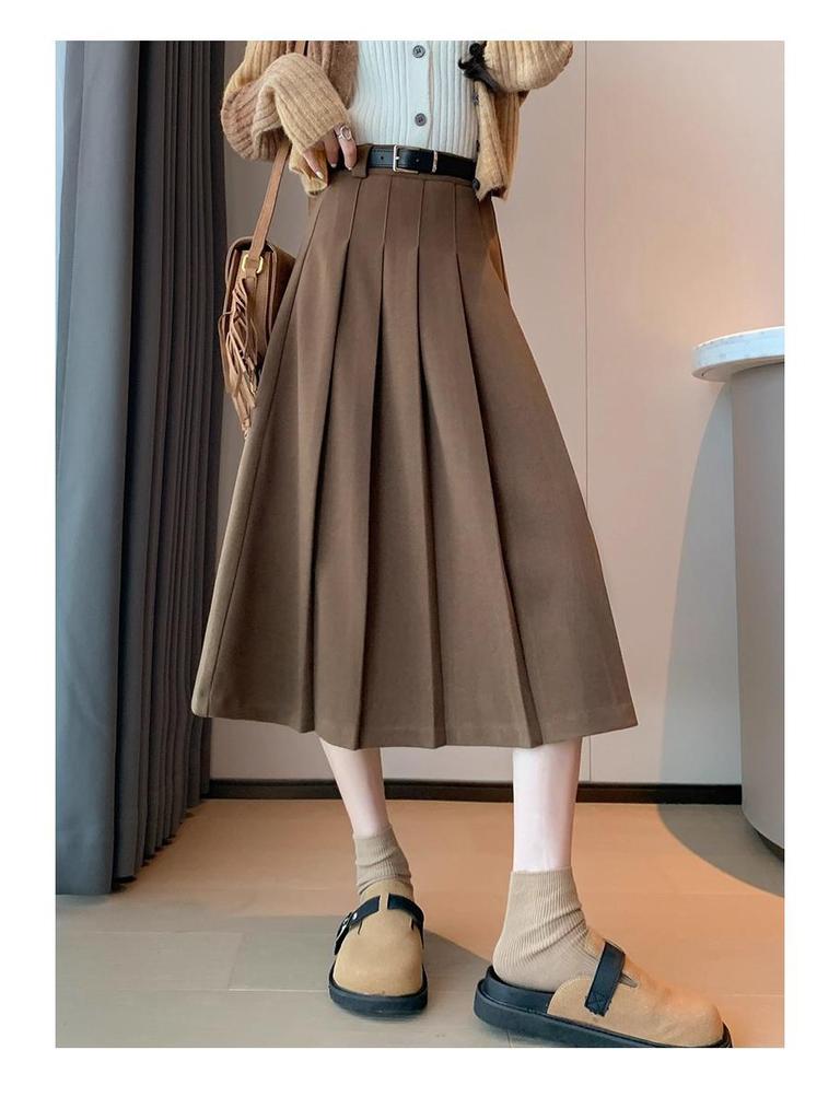 Gray Wool Blend A-line Skirt for Women, Petite To Plus Size, Perfect for Late Autumn
