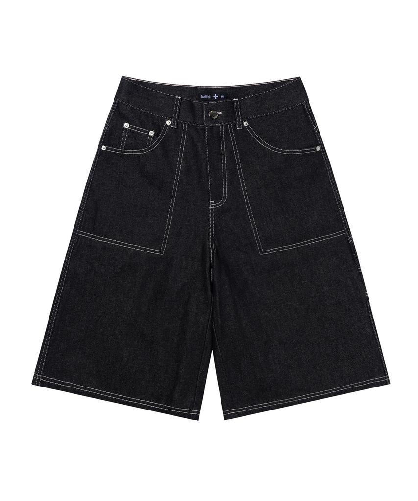 KAIFAI Trace Denim Bermuda Pants (Black) K26Qc242