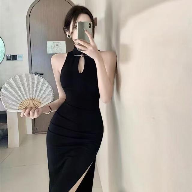 Cheongsam sexy haut de gamme pure désir danse amélioré pour femmes début de printemps fendu nouvelle robe chinoise col montant hanches