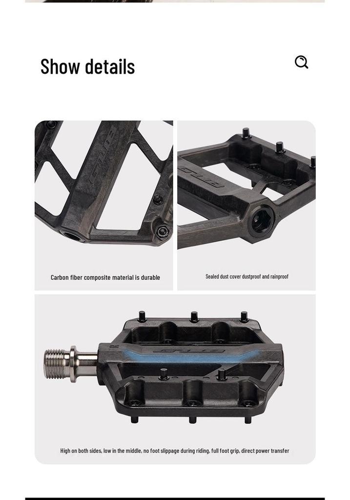 GUB GC-072 Carbon Fiber Pedals: Mountain/Road Bike Anti-Slip Titanium Alloy with Triple Bearings.