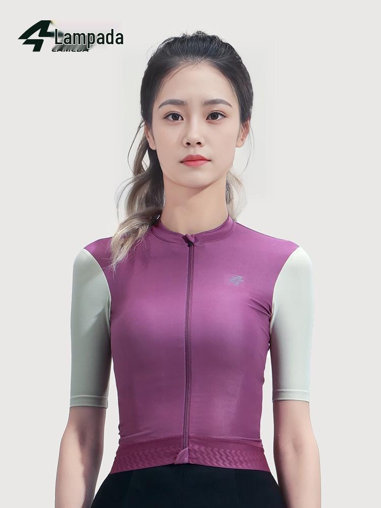 Lampada Women's Short Sleeve Summer Cycling Jersey - Breathable, Sun-Protected, High-Elasticity for Road & Mountain Biking