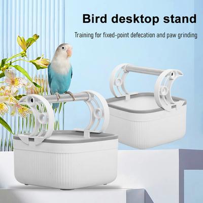 Parrot Stand Bird Toilet Perch Metal Perch Pole Portable Parrot Potty Perch Bird Accessory for Potty Training Tabletop or Floor Use