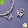 Vintage Magic Butterfly Diy Bracelet Necklace Pendant, Purple Elegant S925 Sterling Silver Beaded