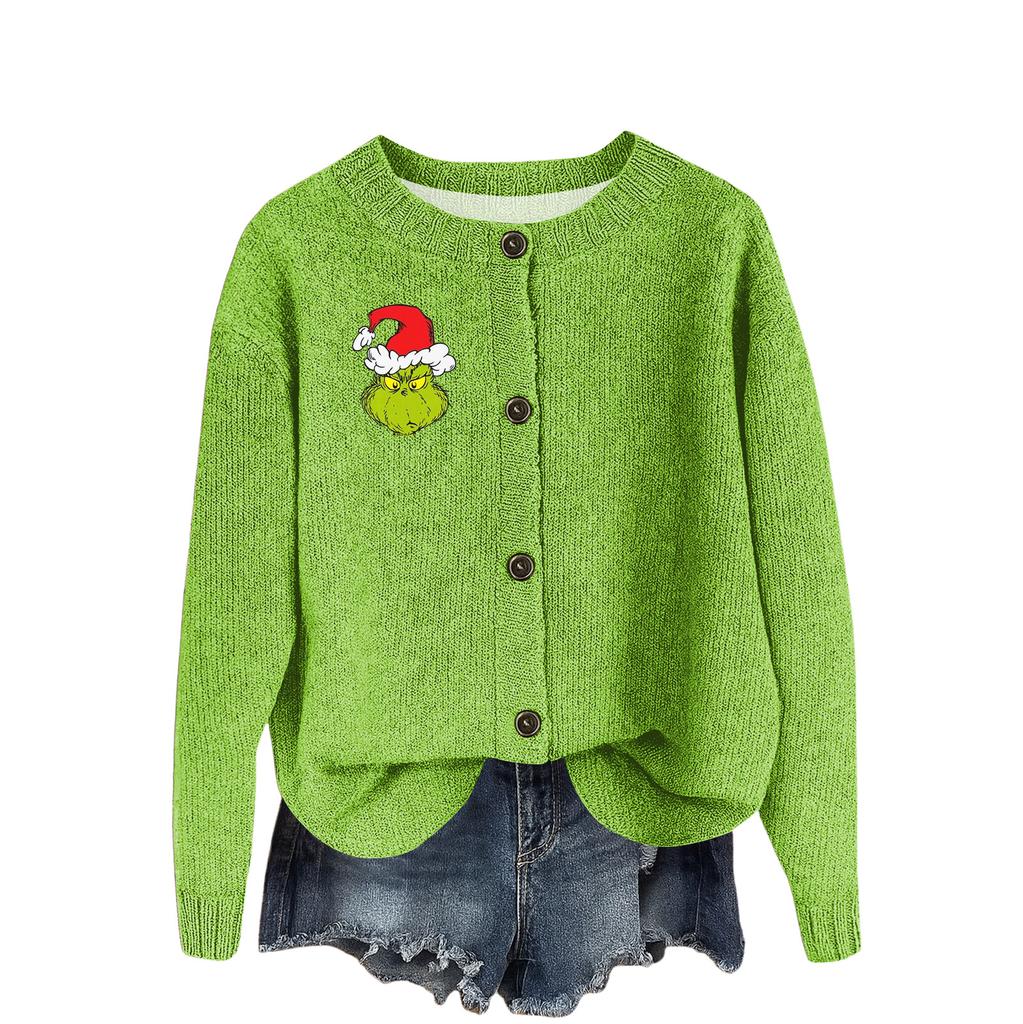 Women's Vintage Knit Button Print Cardigan Jacket