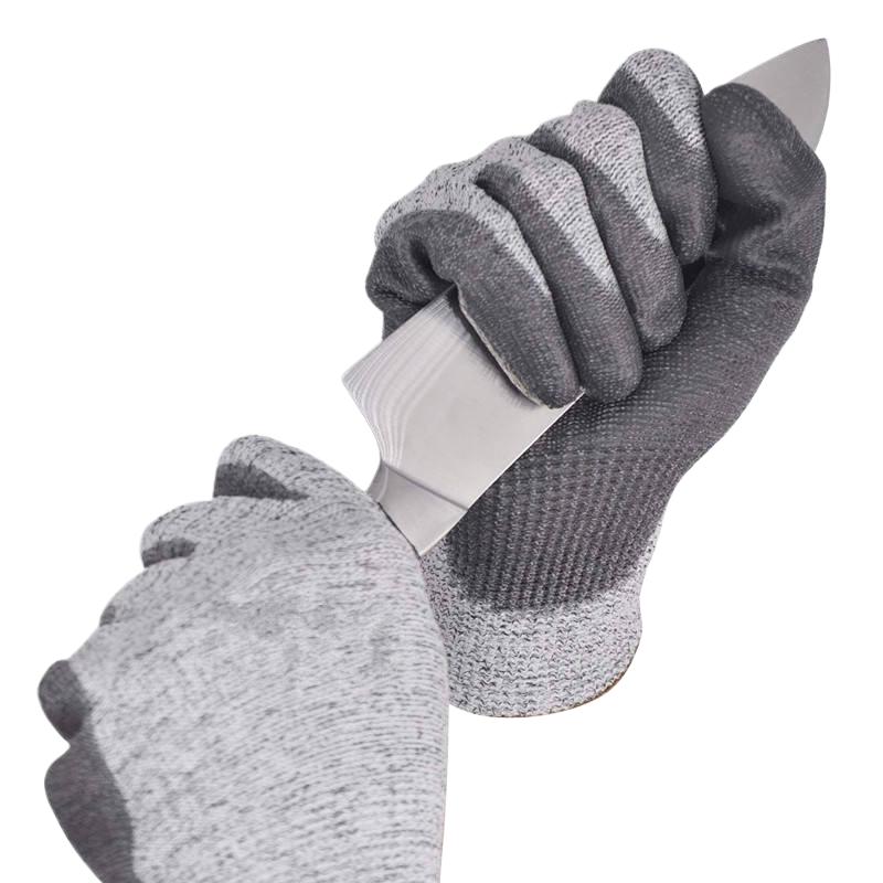 Work Safety HPPE 5 Level Anti Cutting Gloves PU Coated Grip Cut Resistant Working (as the picture,Cut-Protection Gloves&S)