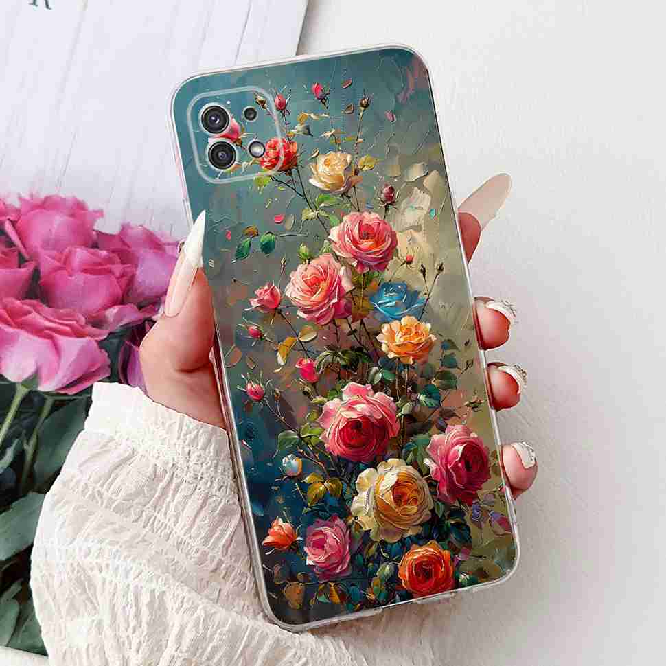 For Samsung Galaxy A22 5G Case SM-A226B Fashion Flower Bear Soft Silicone Cover For Samsung A22 A22 SM-A226BRN 6.6" Phone Casing