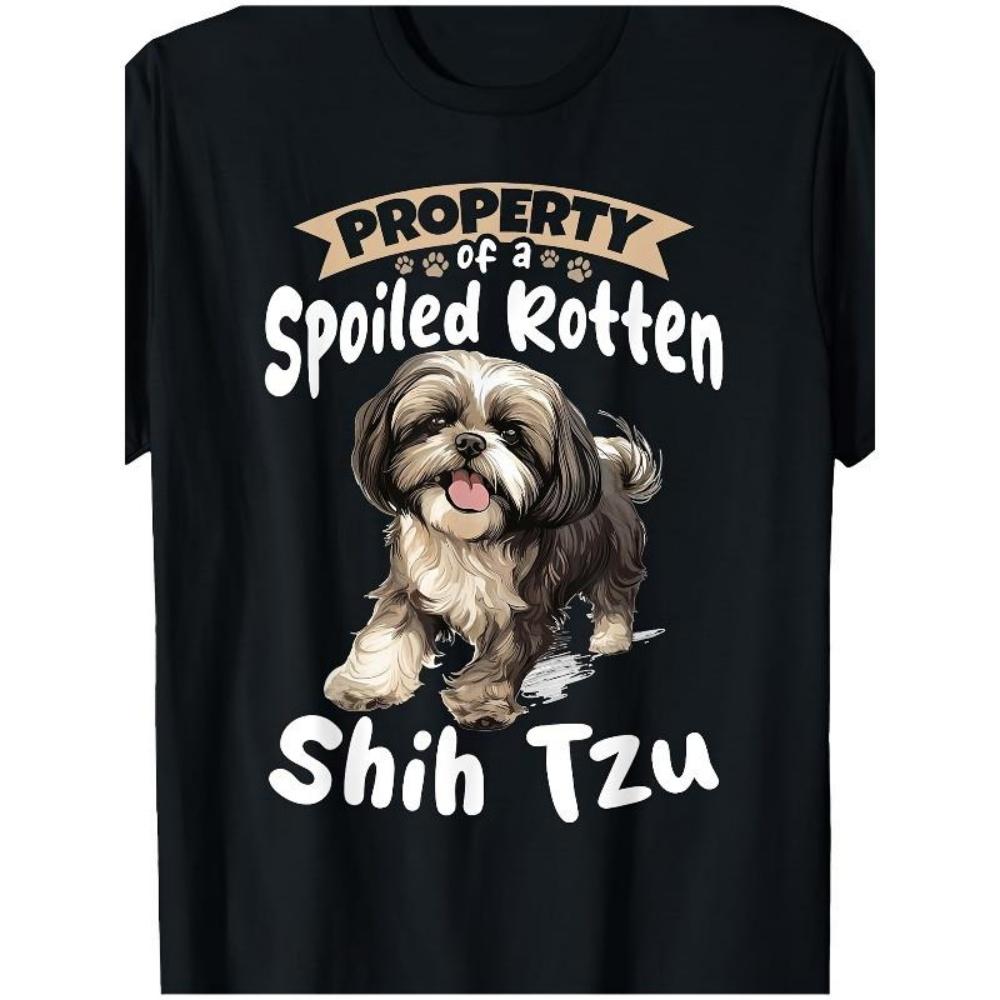 European Sizes LocalMen s Men s Shih Tzu Dog Lover T-Shirt - _Property of a Spoiled Rotten Shih Tzu_ Graphic S чёрный