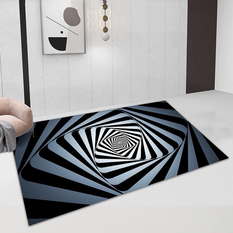 3D Vortex Illusion Carpet Entrance Door Floor Mat Abstract Geometric Optical Doormat Non-slip Floor Mat Living Room Decor Rug