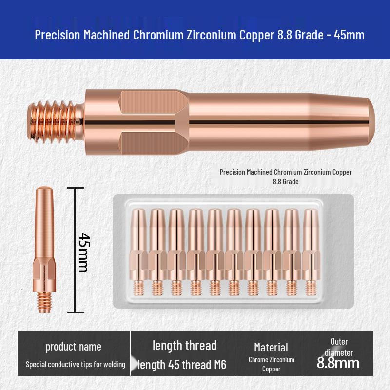 MIG Welding Contact Tip Set: CO2 Gas Shielded Gun Accessories, Copper Conductive Nozzle