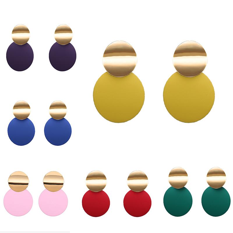 Round Sequin Dangle Earrings for Women Colorful Punk Metal Long Drop Earring Female Statement Bohemian Jewelry Gift