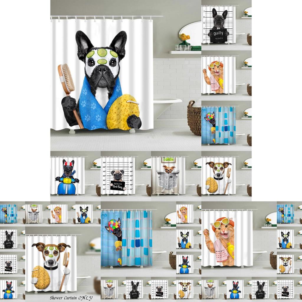 Niedlicher Tier-Duschvorhang für Hunde und Katzen Wasserdicht und Langlebig