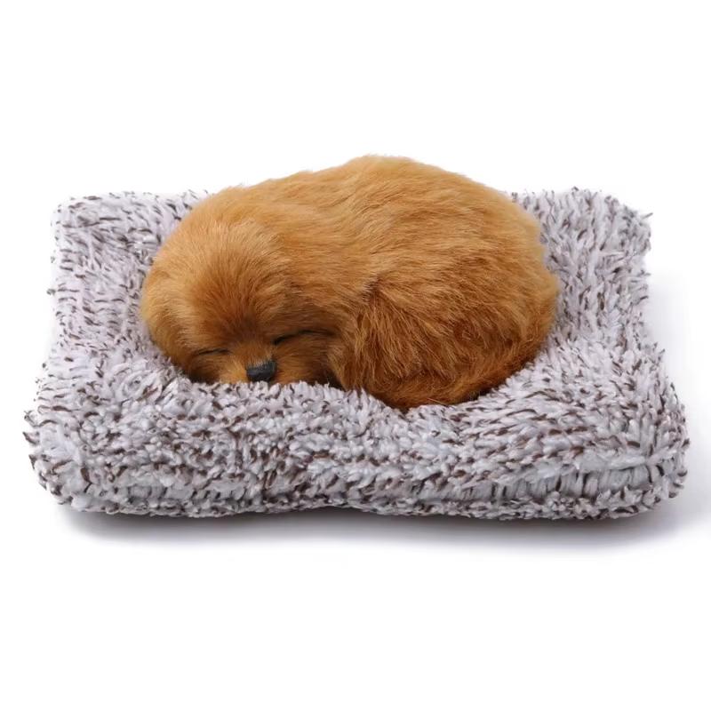 Simulated Napping Dog Cloth Mat & Plush Toy - Cute Animal Ornament, Perfect for Car Decoration & Desktop Decor