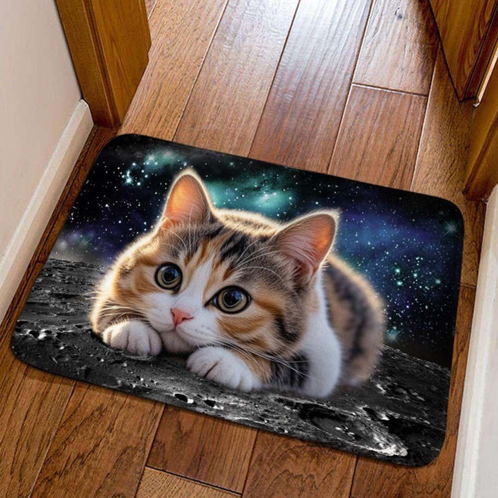 Cat Pattern Optical Illusion Doormat Non-slip Bedroom Door Rug Bathroom Carpet  Home Decor