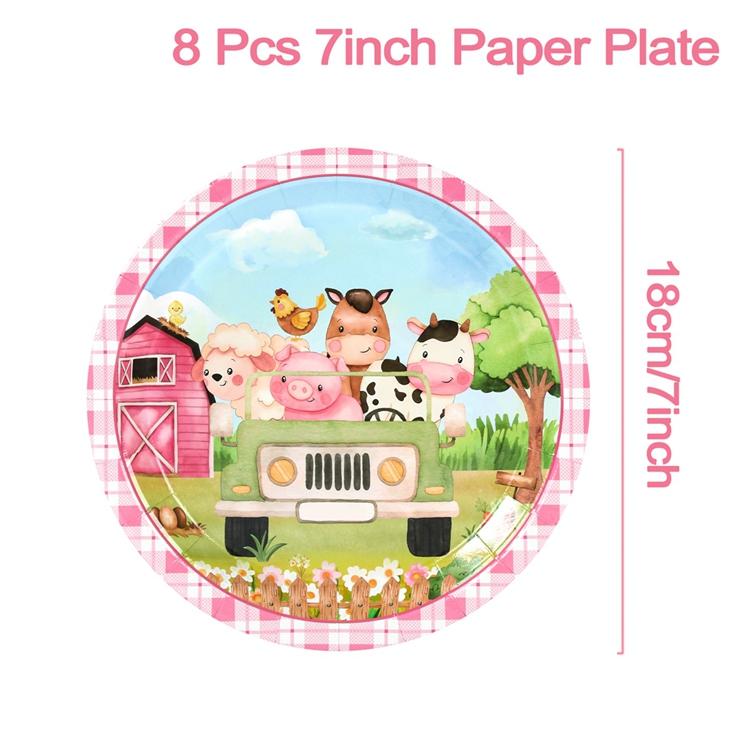 Farm Disposable Tableware Paper Plate Cups Farm Animals Birthday Party Decor Kids Birthday Party Favors Supplies Baby Shower
