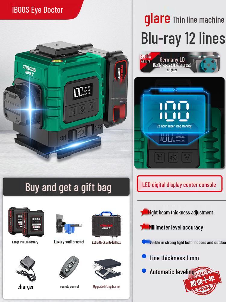 High-Precision Infrared & Green Light Laser Level with Auto-Leveling for Engineering and Surveying