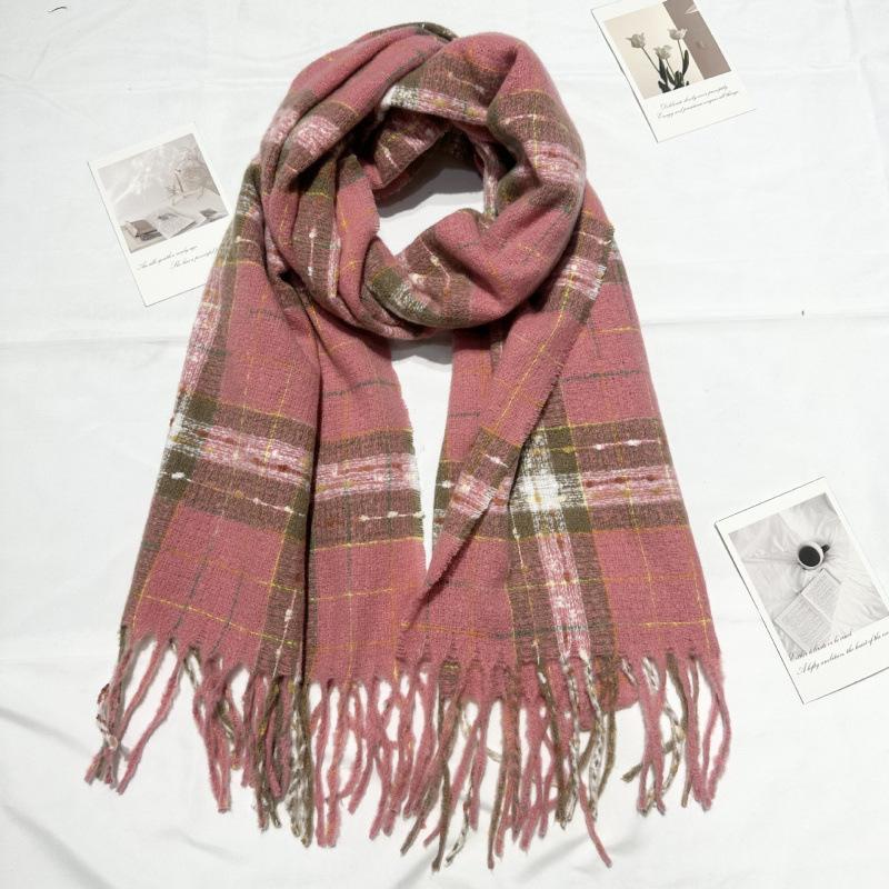 

Starry Scarf Autumn and Winter New Contrast Color Warm Scarf Retro Japanese Plaid Women s Winter Versatile Korean Style Shawl