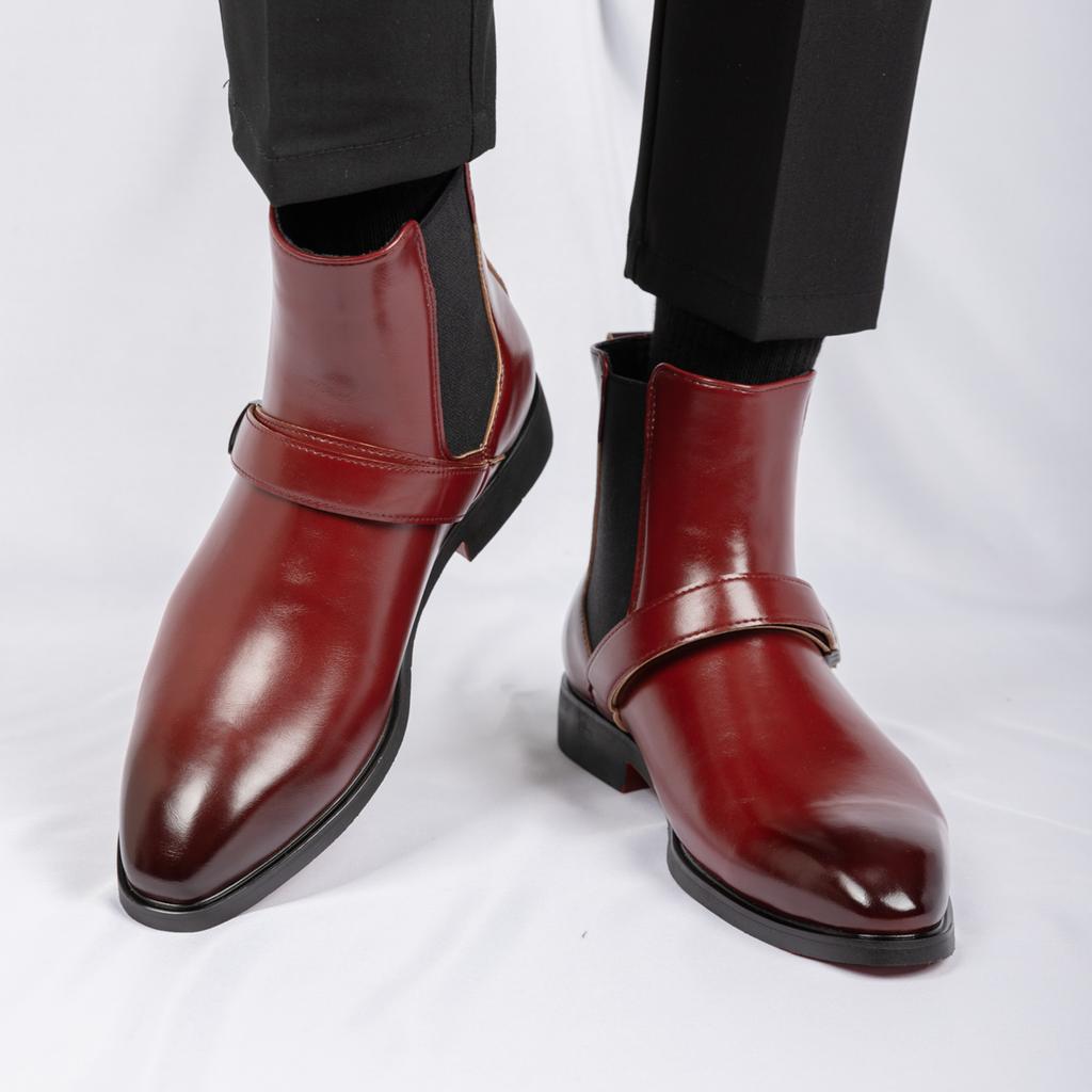 Fashion Male Leather Ankle Boots Leisure Walk Mens Chelsea Boots Business Dress Shoes New Luxury Brand Bota Handmade High Top Men Shoes