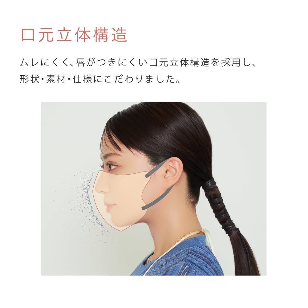 Official Mascode 3D Small Face Medium Size Masks Per with Black [MASCODE] Mask, Nonwoven, Breathable, Mask, Two-Tone Mask, (7 Bag) (Greige String)