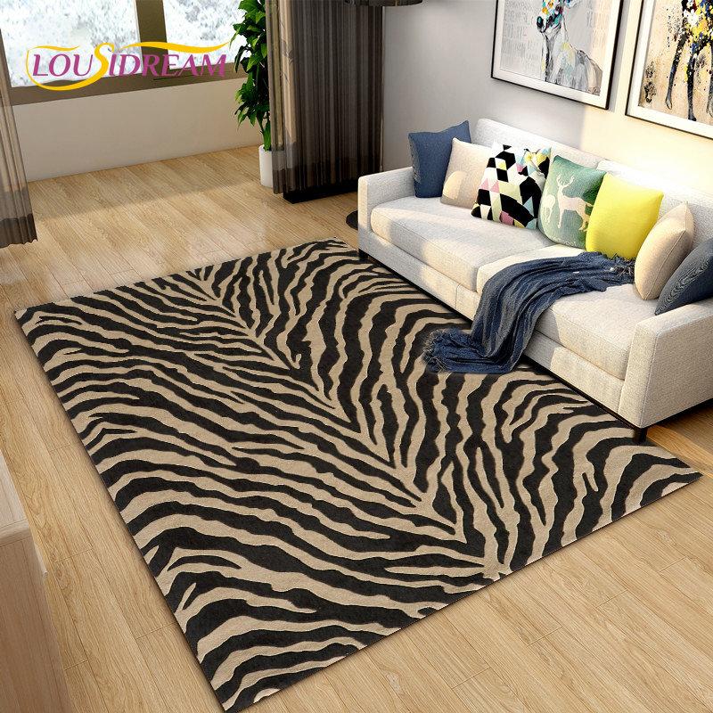 3D Stripe Tiger Print Pattern Area Rug Large,Carpet Rug for Living Room Bedroom Kitchen Doormat Decoration, Non-slip Floor Mat