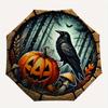 Halloween Pumpkin and Raven Wall ArtUmbrella, Portable 3-Fold Compact Umbrella for Men & Women Gift