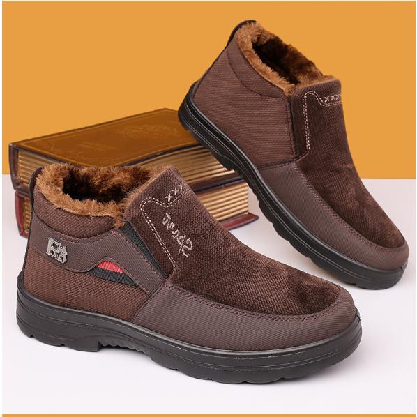 Men Winter High-Top Velvet Thermal Cloth Shoes for the Elderly Thickened Non-Slip Shoes Warmer