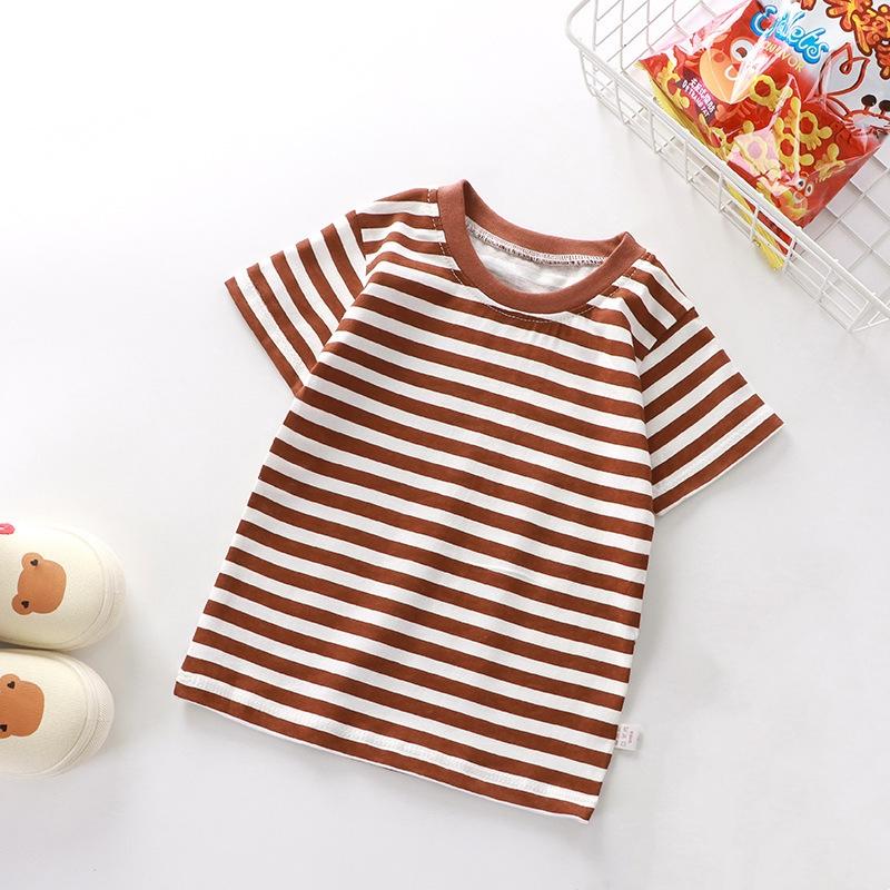 Summer New Boys Girls Striped T-Shirts Children's Clothing Casual Short Sleeve O-Neck Cotton Tops Tees Kids Clothes