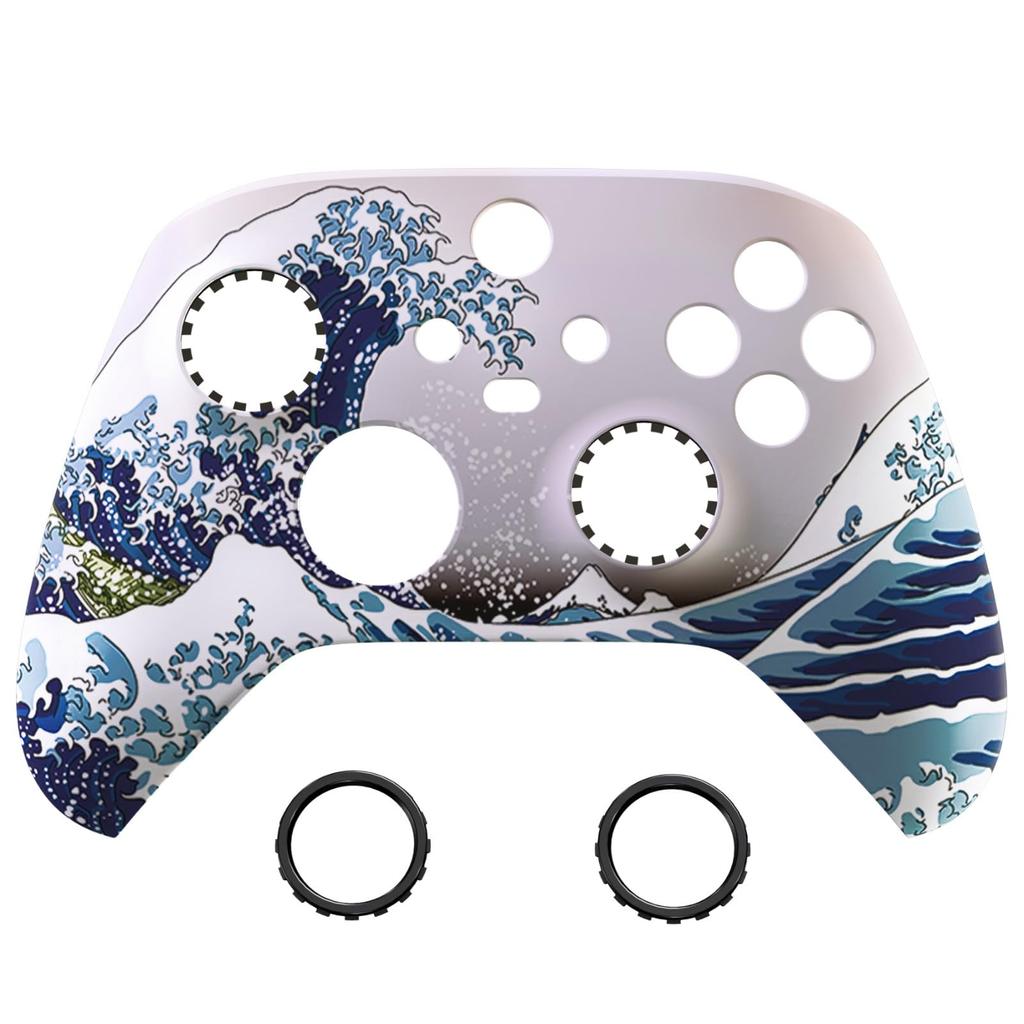 eXtremeRate Replacement Face Shell with ASR Version Custom Front Cover Faceplate for Xbox Core and Xbox Series X S Great Ring, & [The Wave]