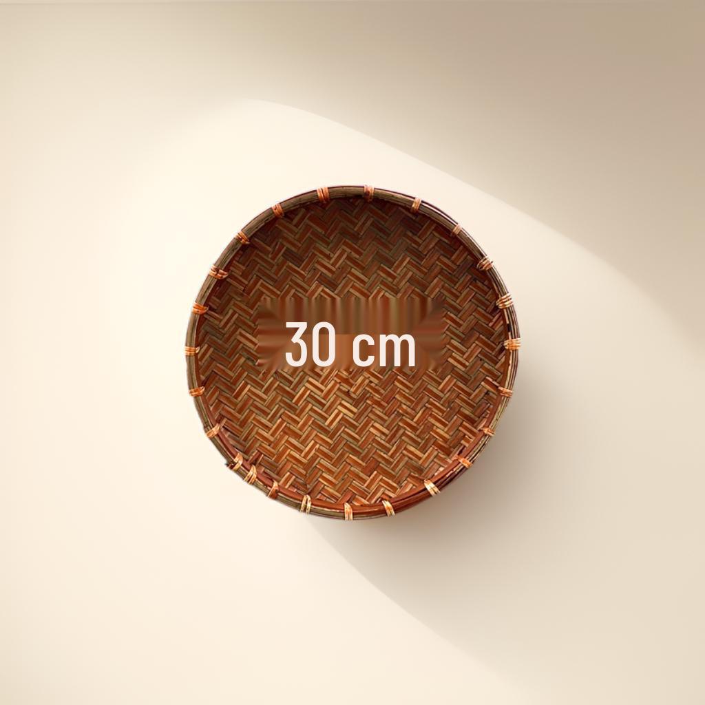 Handmade Retro Round Bamboo Basket: Multi-Purpose Storage, Winnowing Sieve, and Fruit Plate