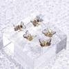 Transparent Gray Butterfly Nail Decoration 3D Manicure Butterfly Nails Rhinestone Diamond Glitter Summer Novel Design Acrylic Butterfly Nails 10 Piece