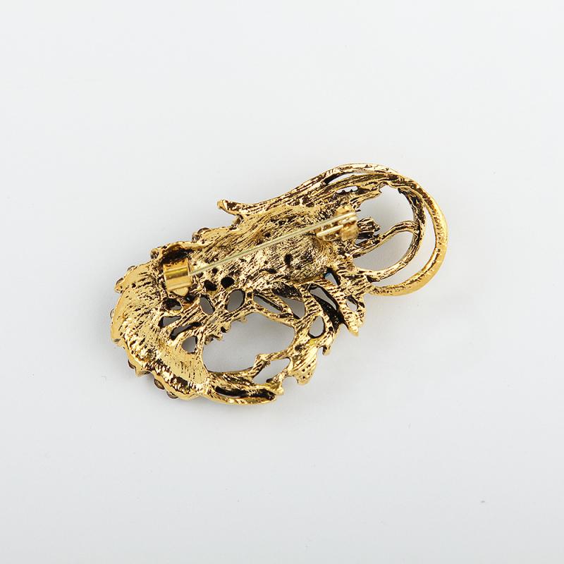 Fashion Rhinestone Based Shrimp Shaped Brooches For Women Clothing Coat Jewelry Accessries Gifts