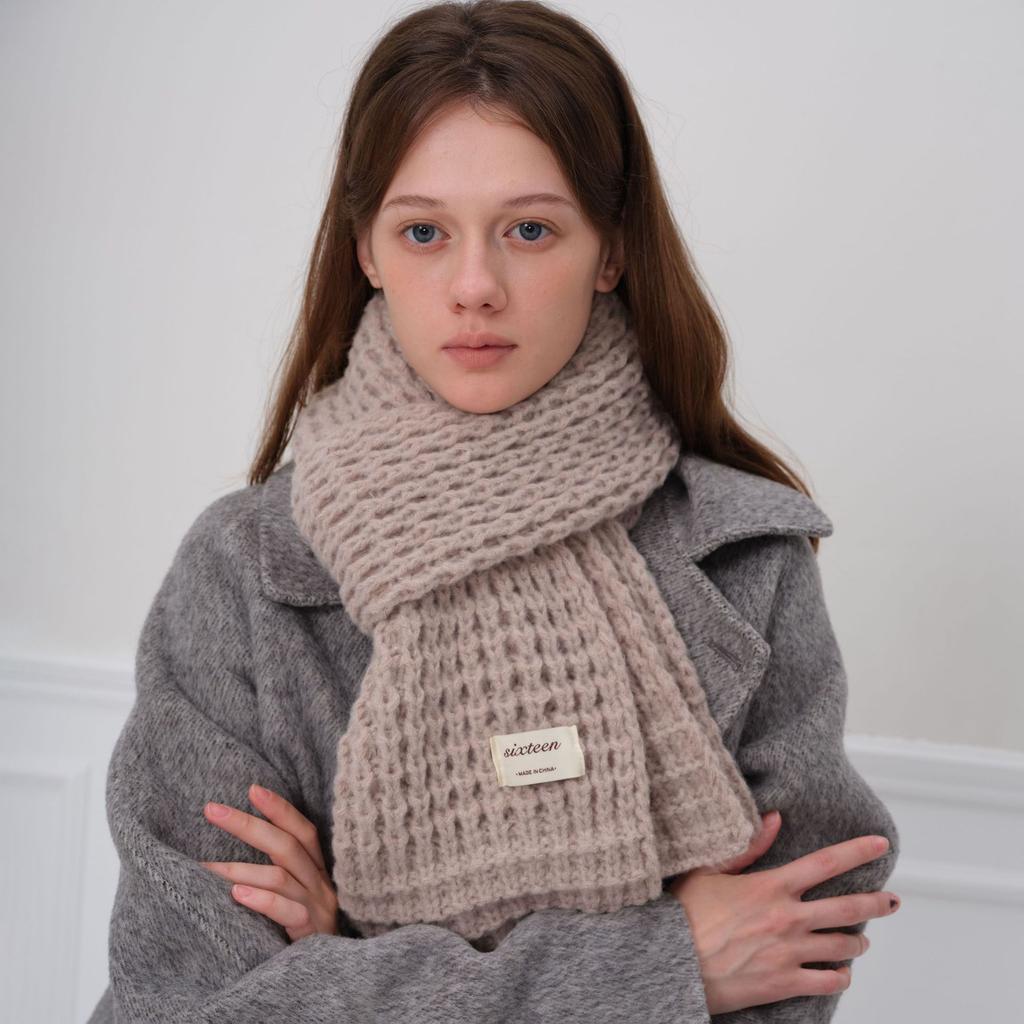 Knitted Scarf Women's Winter Thickened Warm Soft Solid Color Couple Scarf Shawl Scarf