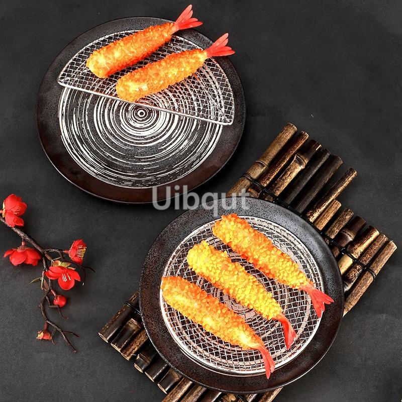 New Semi -Circular/Round Tempura Frying Sushi Bbq Net Durable Stainless Steel Drying Net Japanese Style Portable Barbecue Net
