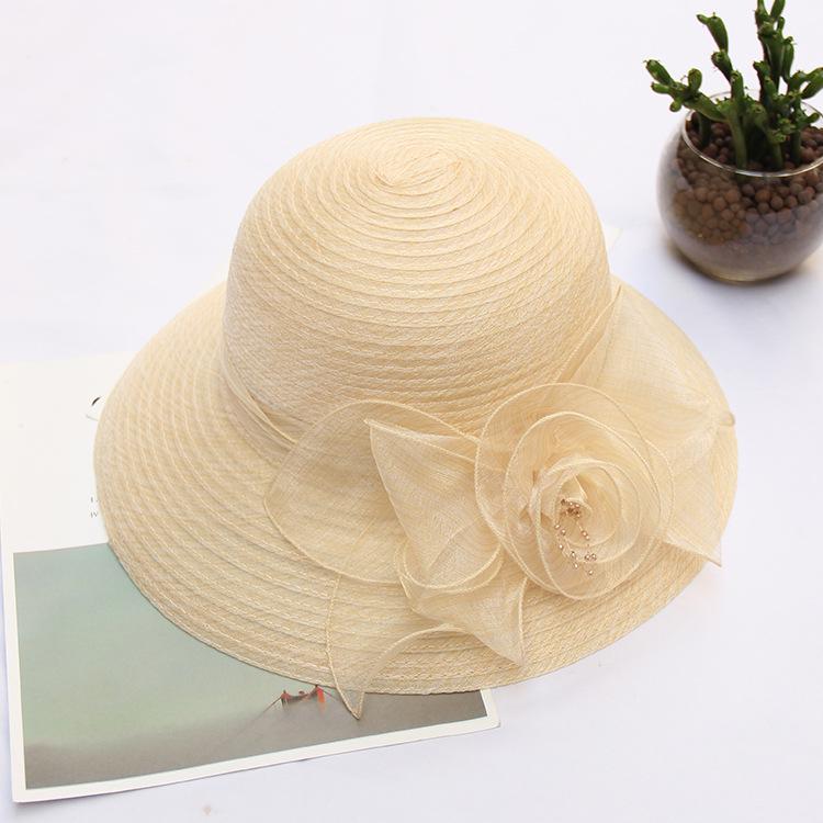 Eugen Yarn Flower Pot Hat Bucket Hat Women'S Summer Sunshade Sunscreen Gauze Hat Sun Hat