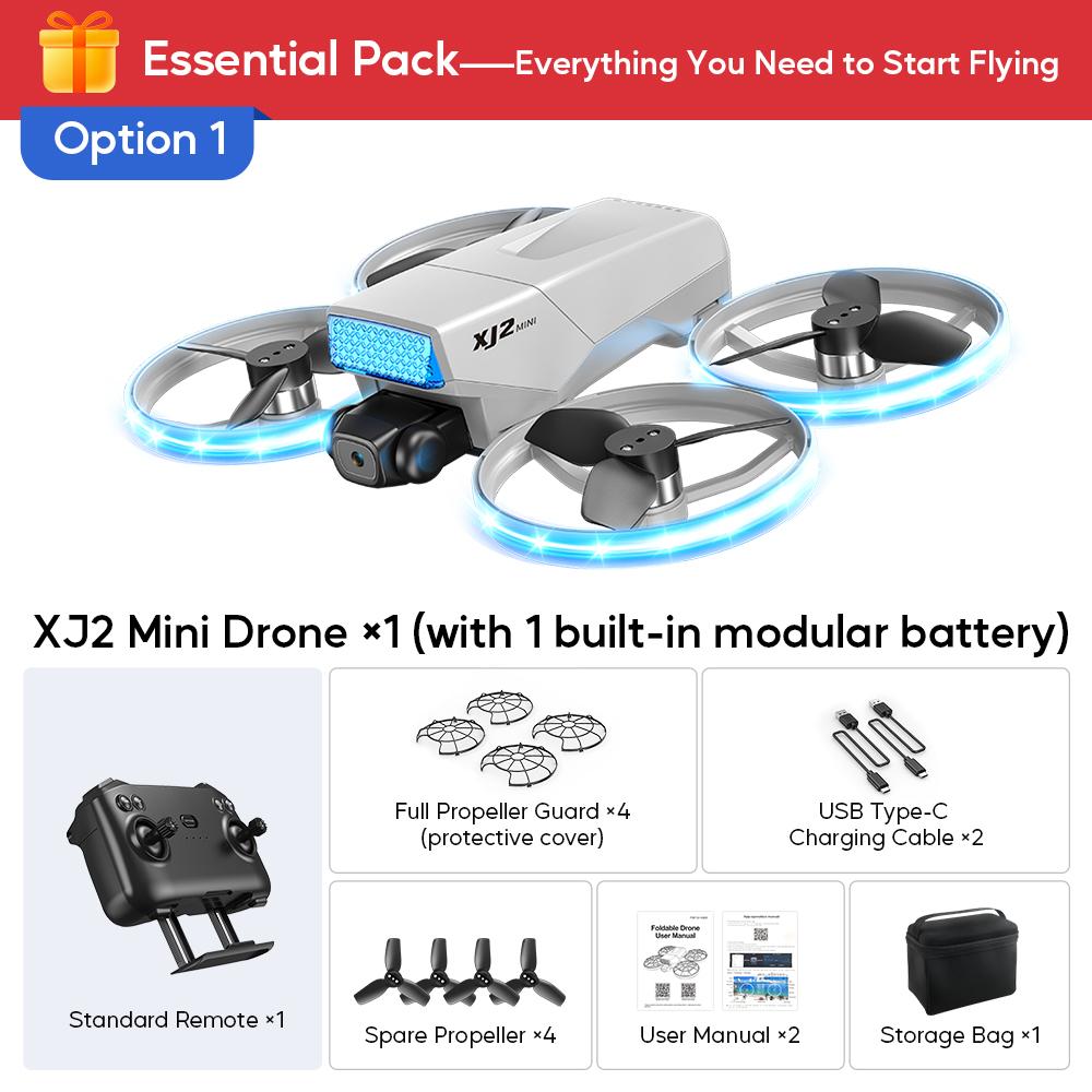 XJ2 Mini Drohne 8K Dual HD Kamera 5G WIFI Übertragung Faltbarer Bürstenloser RC Quadcopter Vollständige Abdeckung Schutzhülle Fernbedienung Spielzeug Kindergeschenk