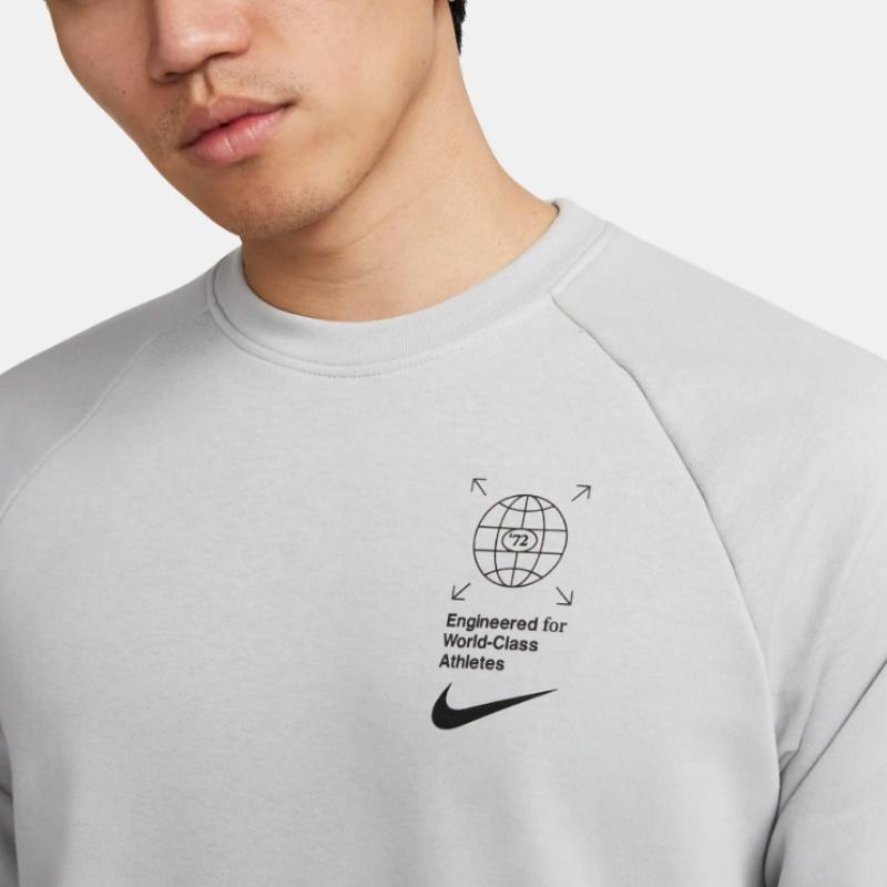 Nike Loose Fit Letter Print Crew Neck Long Sleeve T-Shirt Men Tops Gray DV9828-077