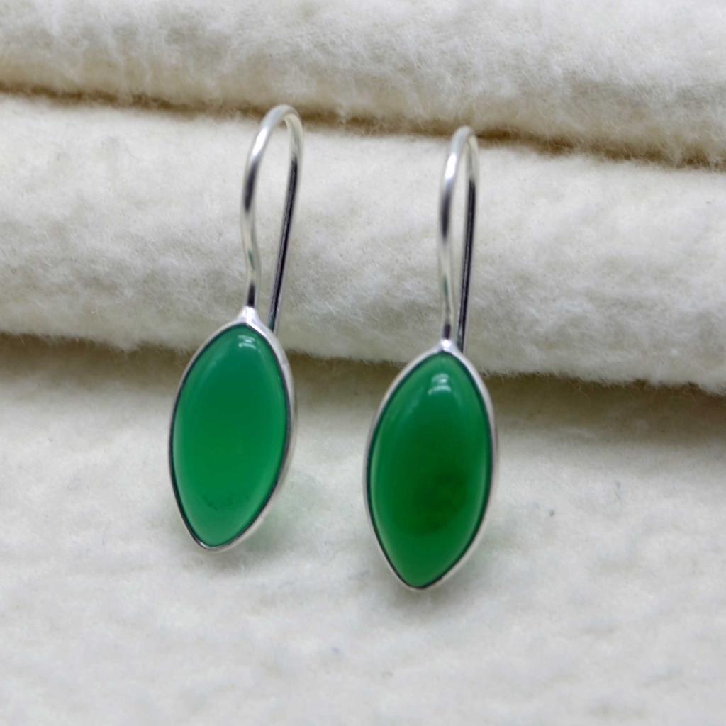 Green Onyx 925 Sterling Silver Drop Earrings, Gemstone Handmade Dangle Earrings