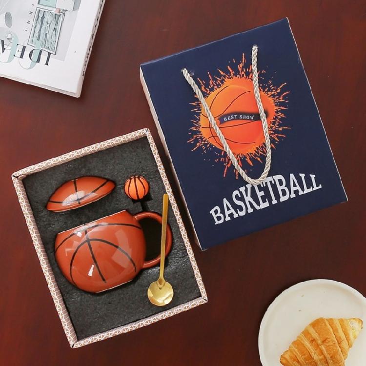 Basketball Shape Teas Cup with Handle 420ml Large Ceramic Coffee Mug Porcelain Teas Cup Gift for Friend, Family